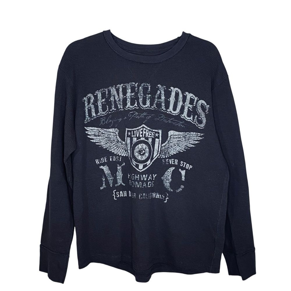 Renegades Y2K Black Thermal Shirt Motorcycle Highway Nomad Burnout SZ XL 44-46